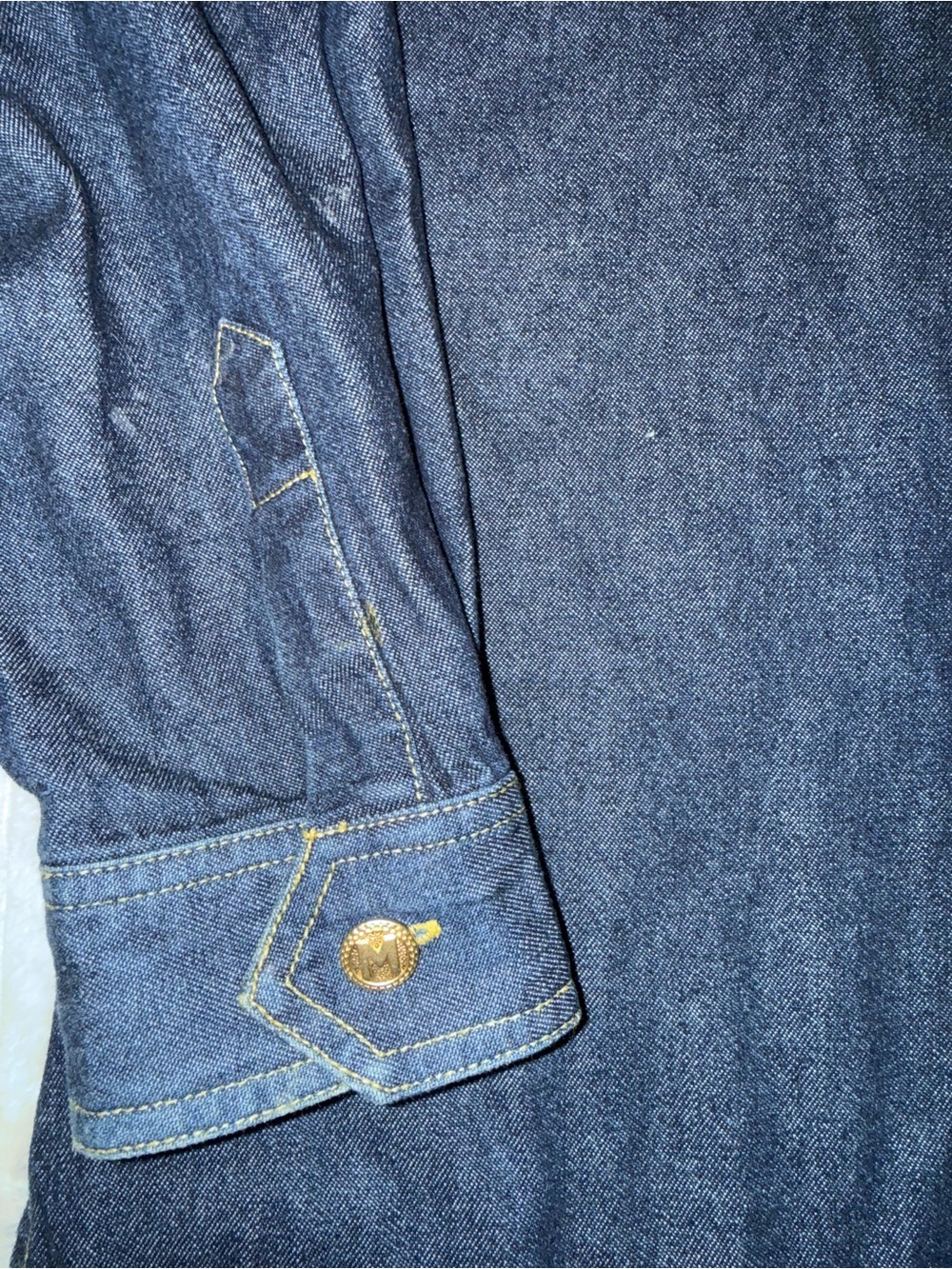 Bob Mackie Blue Large Embroidered Denim Shirt 90s Wearable Art Western Boho - Picture 8 of 9